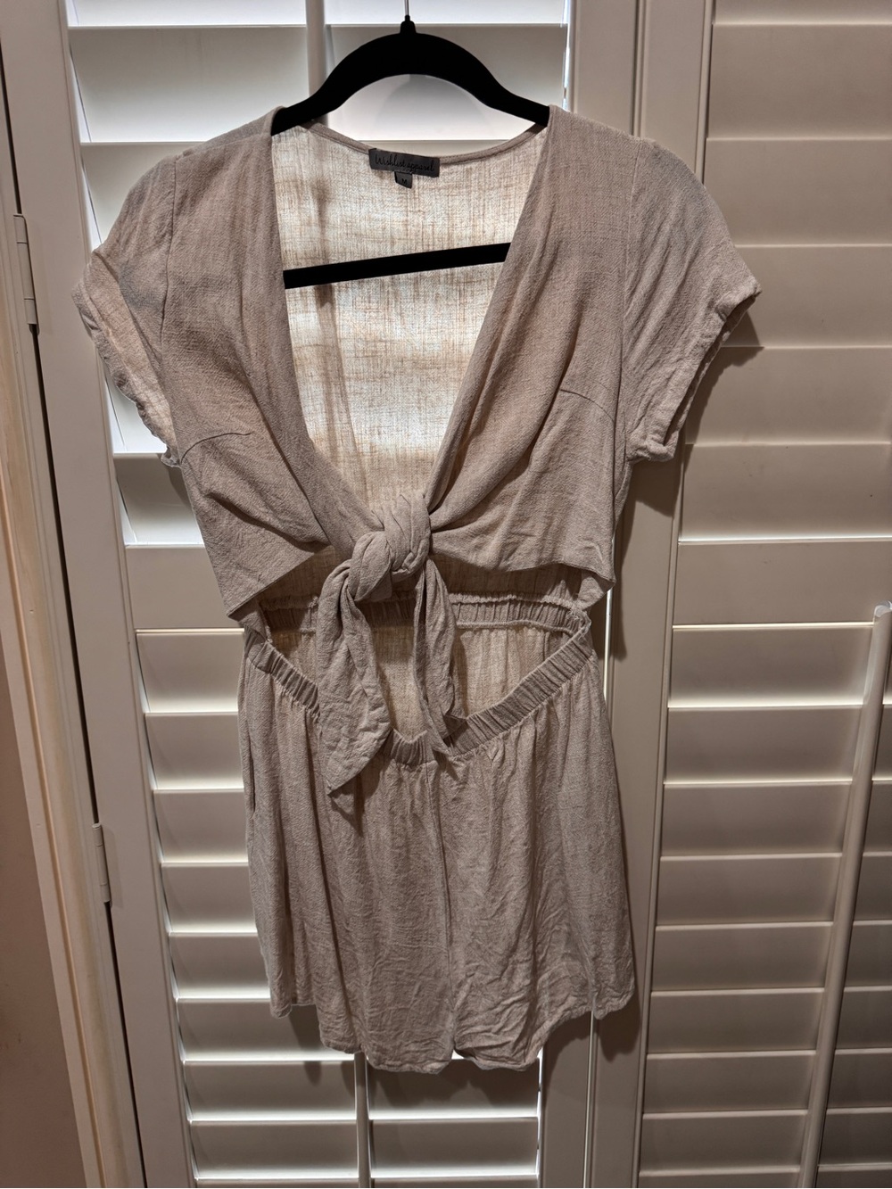 Light Taupe Tie-Front Women’s Top - Unbranded